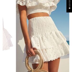 Charo Ruiz Noa White Eyelet Ruffle Skirt
